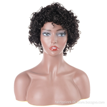 Rebecca Fashion Cheap Short Curly Wigs Bouncy Hair Natural Wave Brazilian Hair Hot Sell Best Human Hair Wig With Bangs